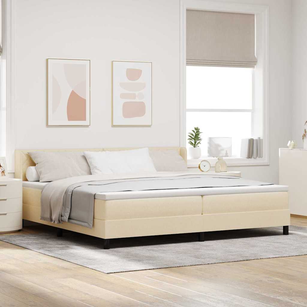vidaXL Κρεβάτι με ελατήρια με κεφαλάρι Κρεμ 200 x 200 cm ύφασμα