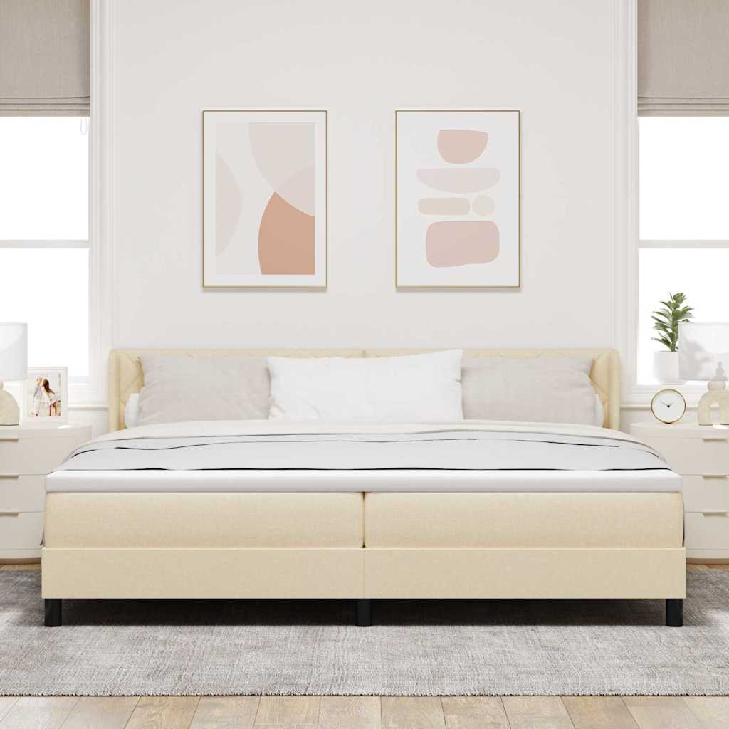 vidaXL Κρεβάτι με ελατήρια με κεφαλάρι Κρεμ 200 x 200 cm ύφασμα