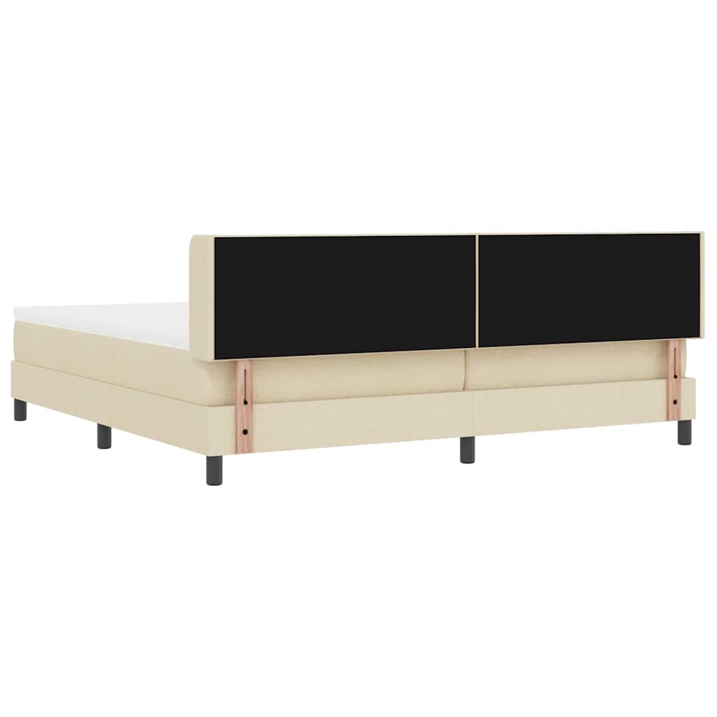 vidaXL Κρεβάτι με ελατήρια με κεφαλάρι Κρεμ 200 x 200 cm ύφασμα