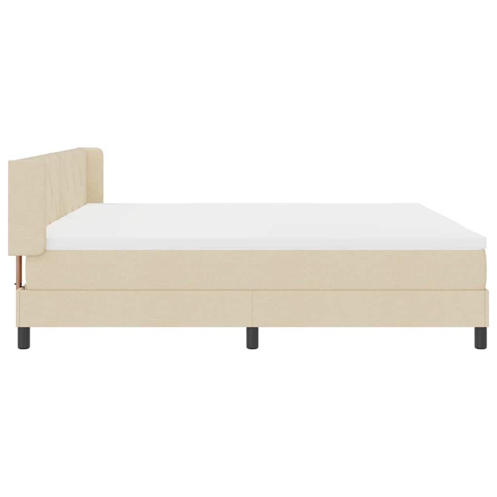 vidaXL Κρεβάτι με ελατήρια με κεφαλάρι Κρεμ 200 x 200 cm ύφασμα