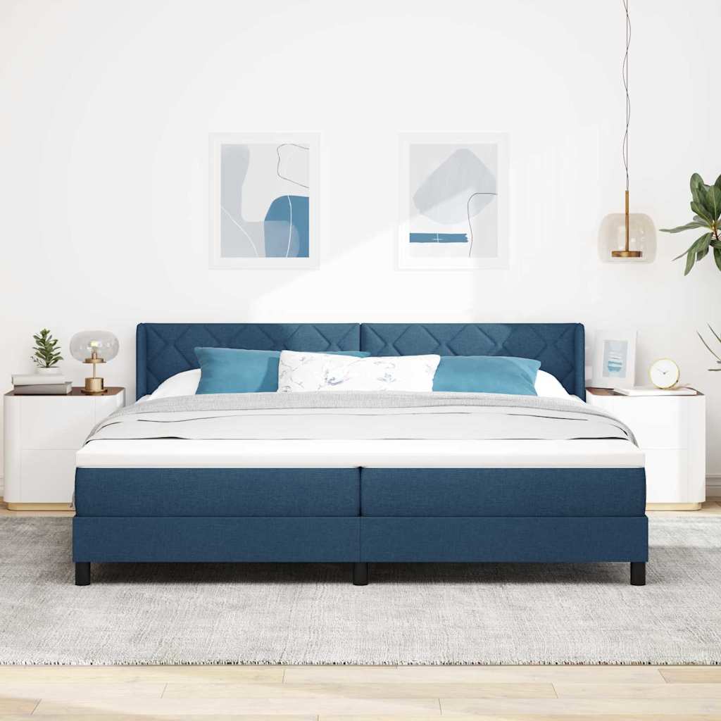 vidaXL Κρεβάτι με ελατήρια με κεφαλάρι Μπλε 200 x 200 cm ύφασμα