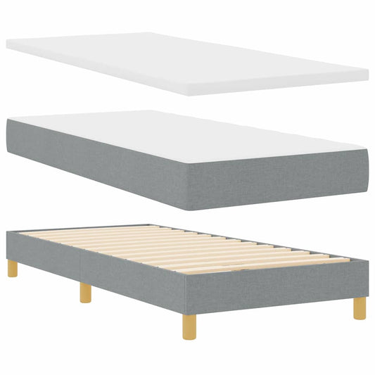 vidaXL Κρεβάτι Box Spring με Μαξιλάρι σε Ανοιχτό Γκρι, 90 x 200 εκ, Υφάσματα.