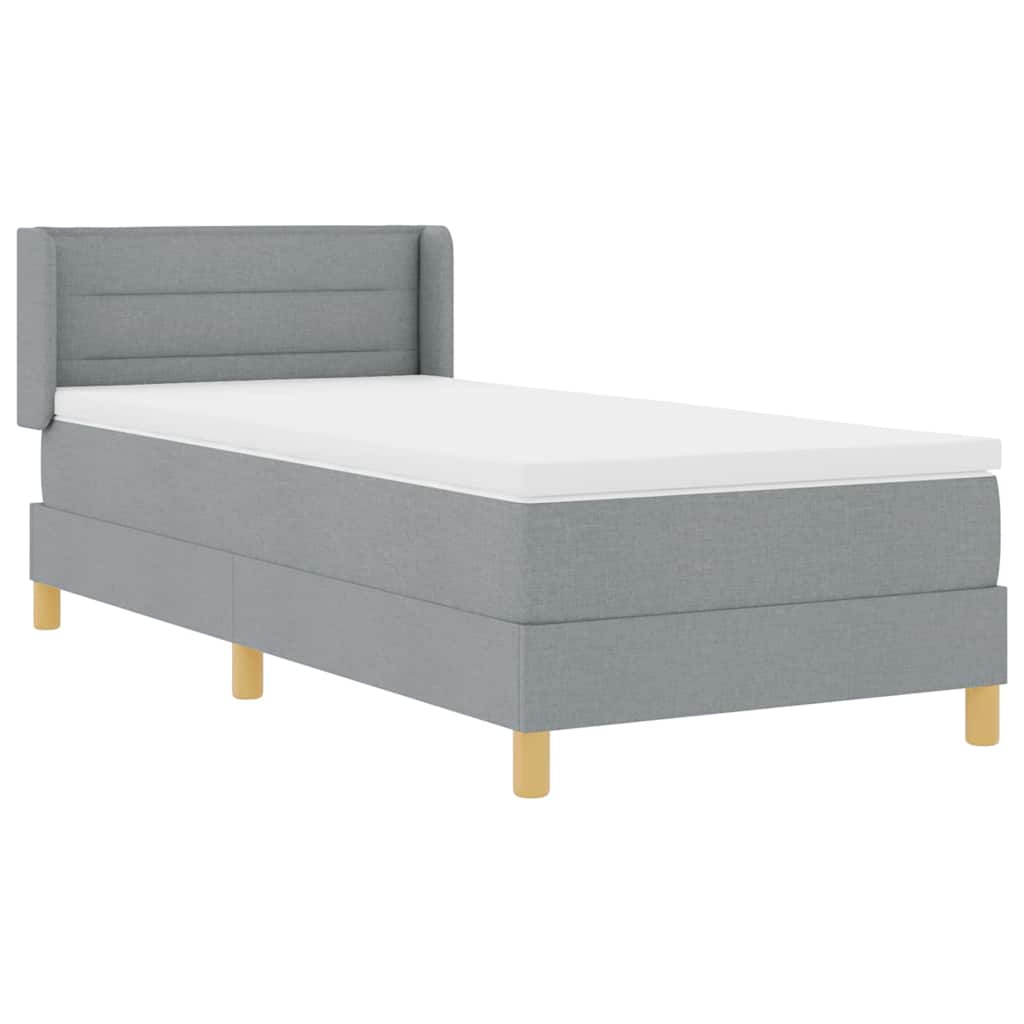 vidaXL Κρεβάτι Box Spring με Μαξιλάρι σε Ανοιχτό Γκρι, 90 x 200 εκ, Υφάσματα.
