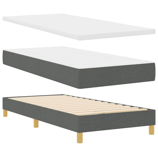 vidaXL Κρεβάτι Box Spring με Στρώμα σε Σκούρο Γκρι, 100 x 200 cm, Ύφασμα