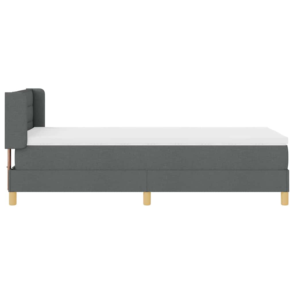 vidaXL Κρεβάτι Box Spring με Στρώμα σε Σκούρο Γκρι, 100 x 200 cm, Ύφασμα