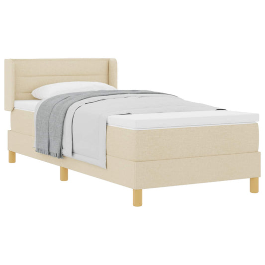 vidaXL Κρεβάτι με ελατήρια με στρώμα Κρεμ 200 x 100 cm ύφασμα