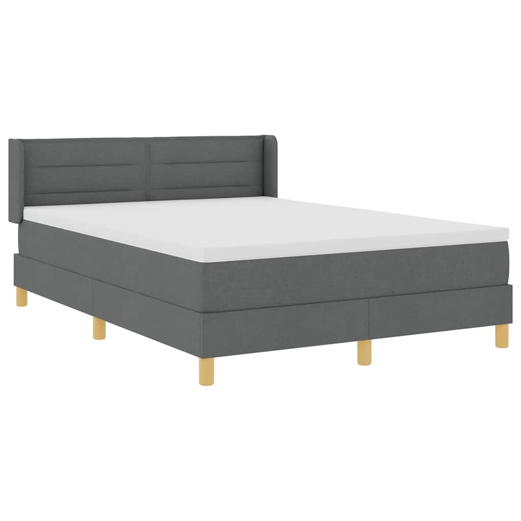 vidaXL Κρεβάτι με ελατήρια Σκούρο Γκρι 190 x 140 εκατοστά ύφασμα