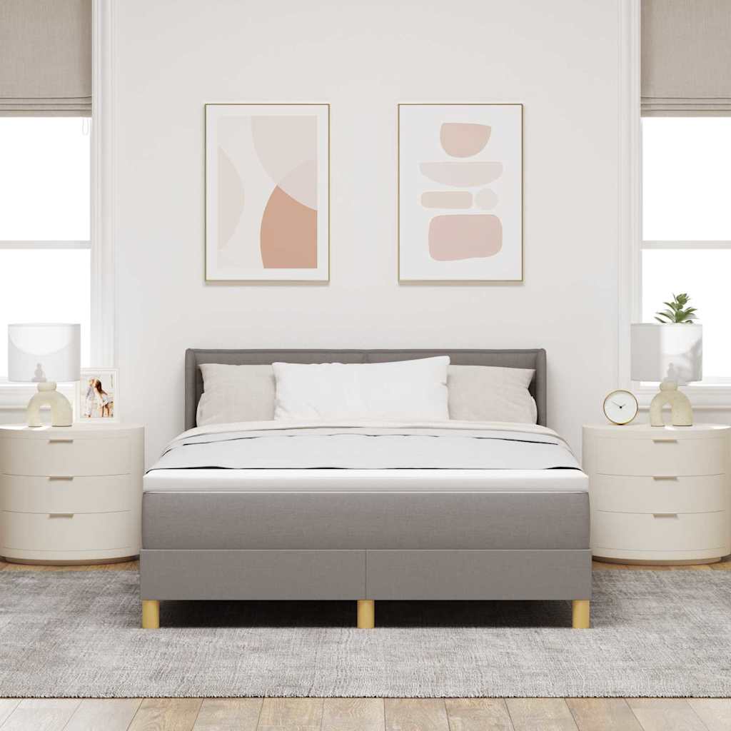 vidaXL Κρεβάτι με ελατήρια με στρώμα Taupe 190 x 140 εκατοστά ύφασμα