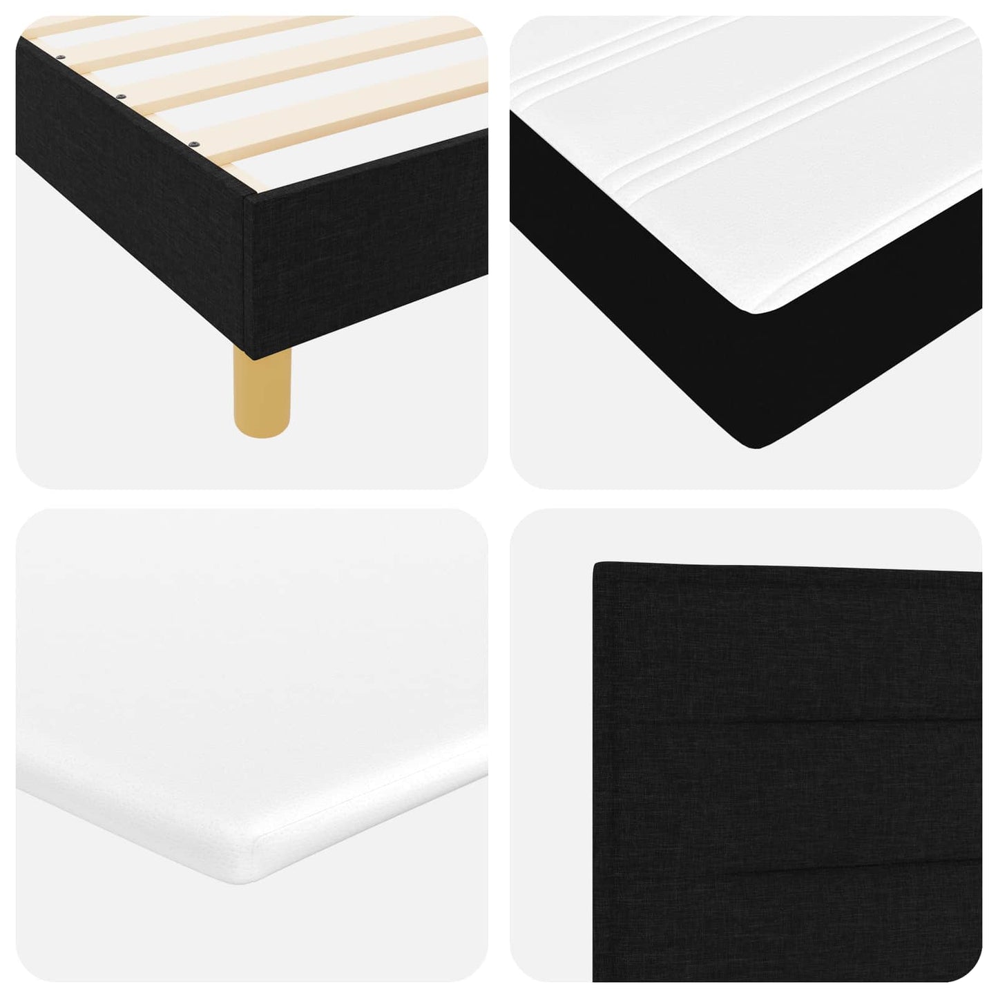 vidaXL Κρεβάτι με ελατήρια με στρώμα Μαύρο 200 x 180 cm ύφασμα
