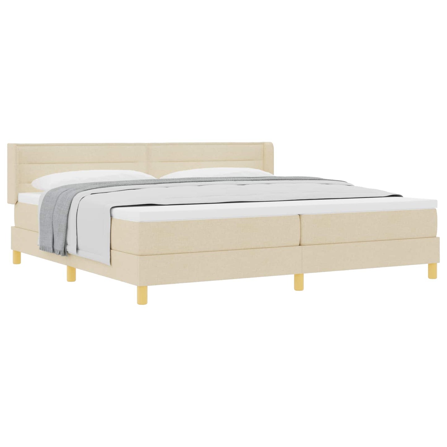 vidaXL Κρεβάτι με ελατήρια με στρώμα Κρεμ 200 x 200 cm ύφασμα