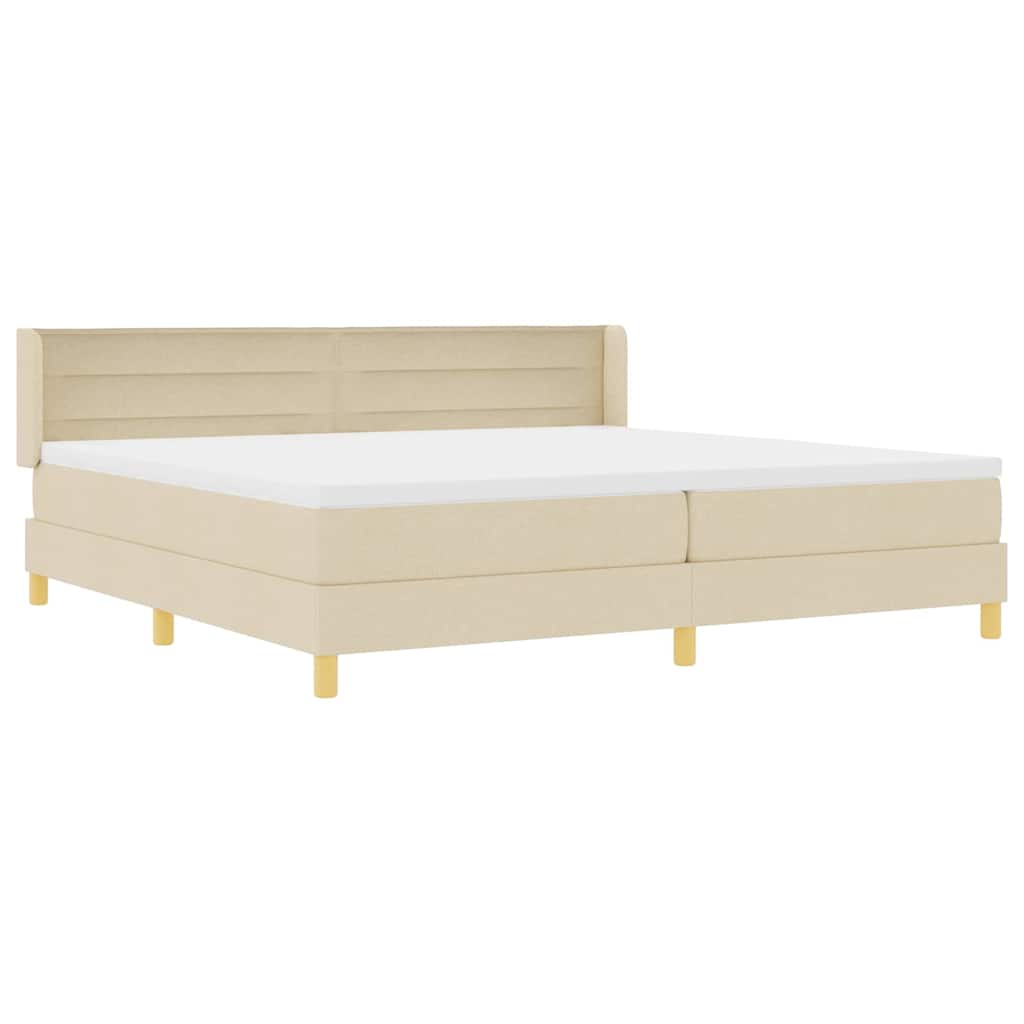 vidaXL Κρεβάτι με ελατήρια με στρώμα Κρεμ 200 x 200 cm ύφασμα