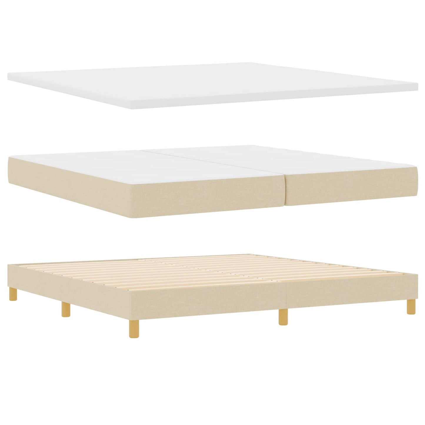 vidaXL Κρεβάτι με ελατήρια με στρώμα Κρεμ 200 x 200 cm ύφασμα