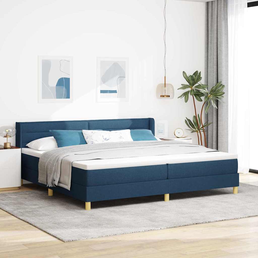 vidaXL Κρεβάτι με ελατήρια με στρώμα Μπλε 200 x 200 cm ύφασμα