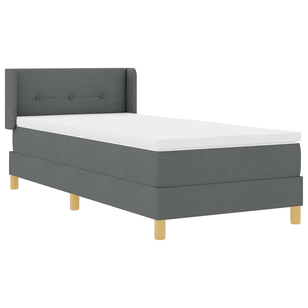 vidaXL Κρεβάτι Box Spring με Στρώμα Σκούρο Γκρί, 90 x 190 εκ., Ύφασμα