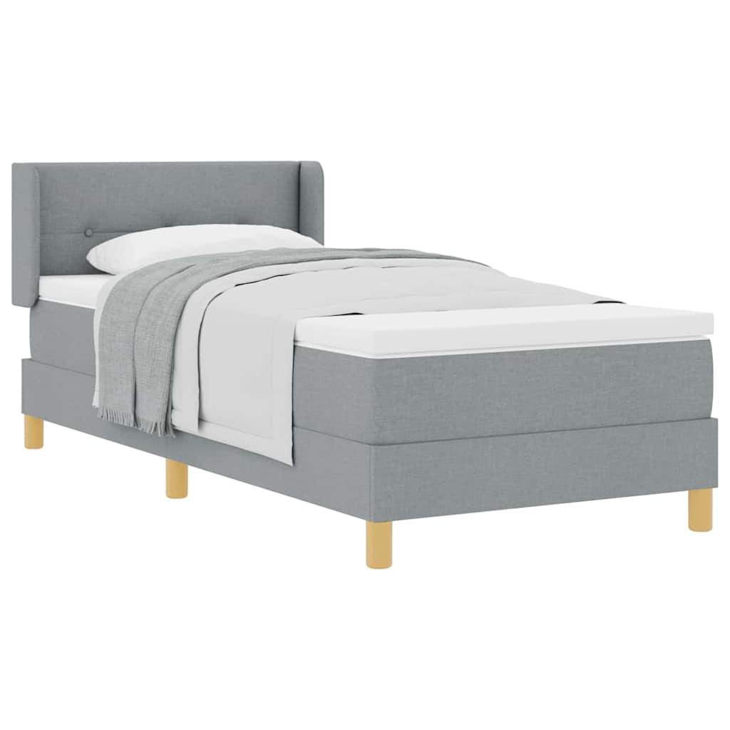 vidaXL κρεβάτι Box Spring με στρώμα σε ανοιχτό γκρι, 90 x 200 εκ. υφασμάτινο
