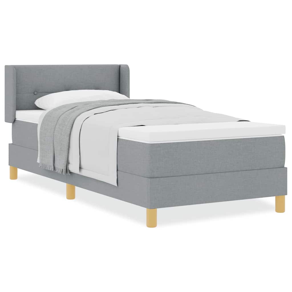 vidaXL κρεβάτι Box Spring με στρώμα σε ανοιχτό γκρι, 90 x 200 εκ. υφασμάτινο