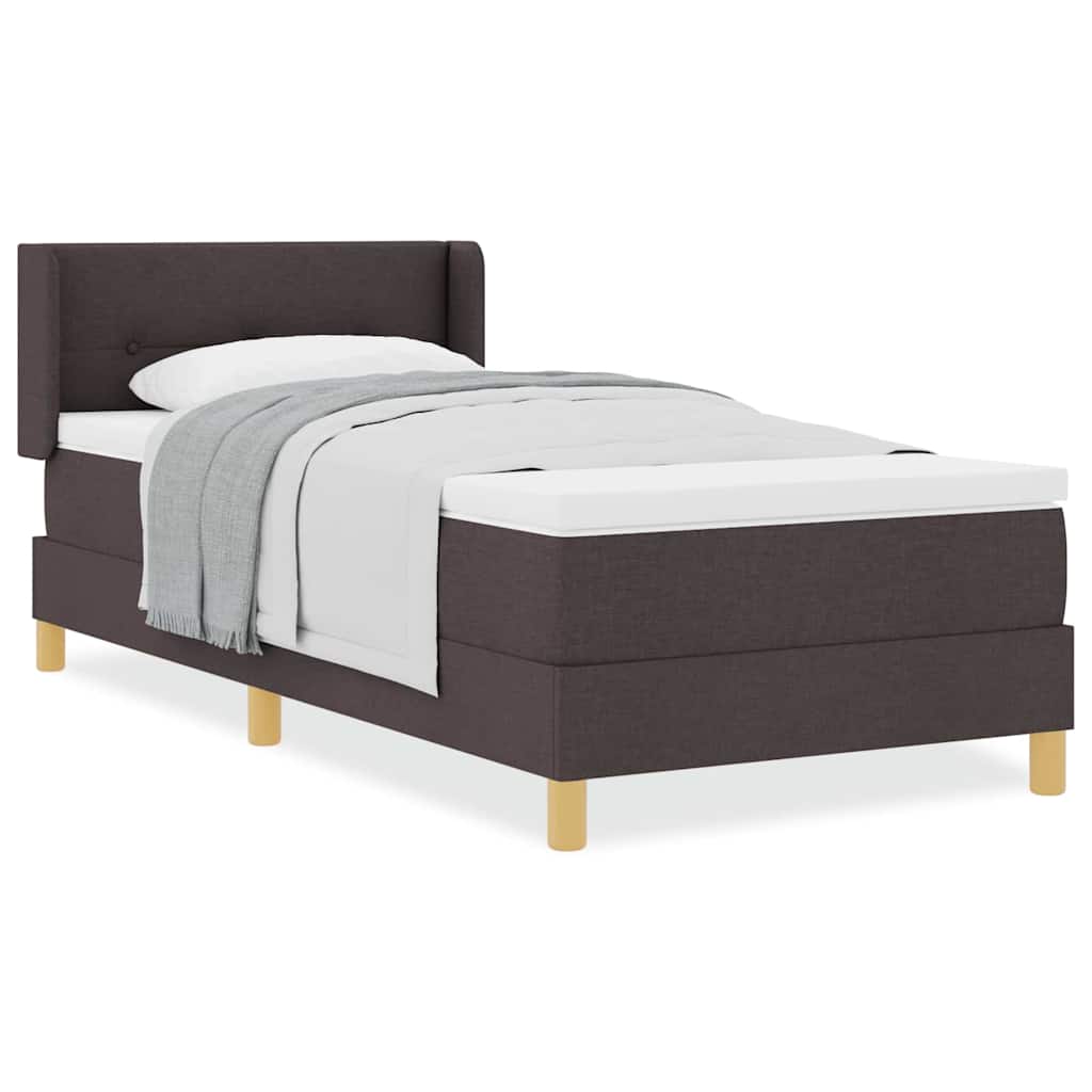 vidaXL Κρεβάτι με ελατήρια Σκούρο καφέ και άσπρο 90 x 200 cm ύφασμα