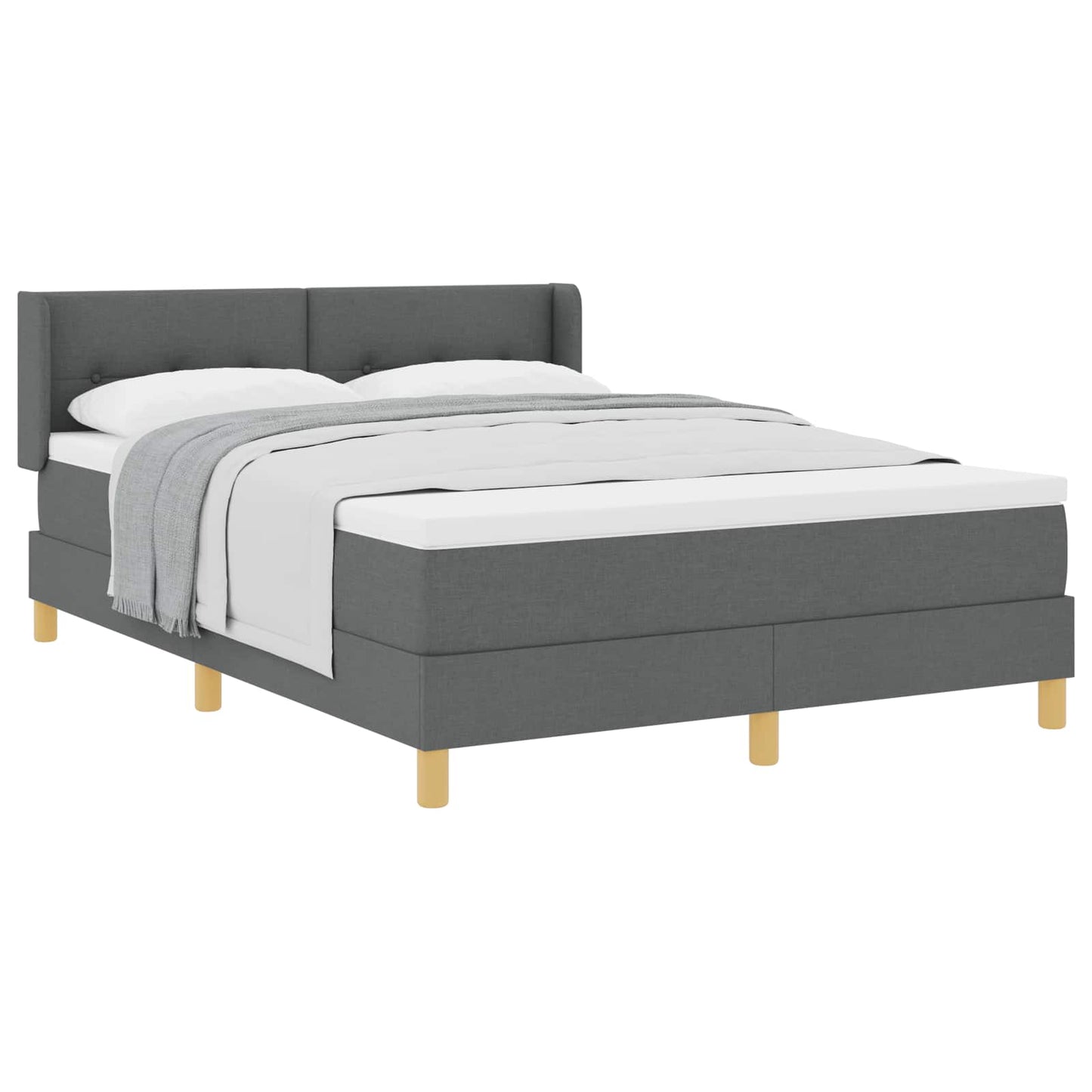 vidaXL Κρεβάτι με ελατήρια Σκούρο Γκρι 190 x 140 εκατοστά ύφασμα
