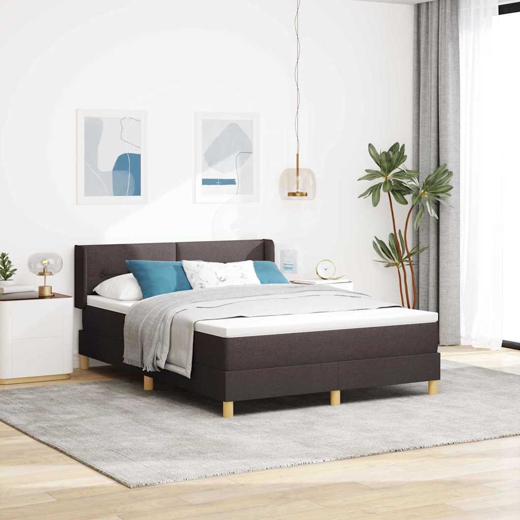 vidaXL Κρεβάτι με ελατήρια Σκούρο Καφέ 190 x 140 εκατοστά ύφασμα