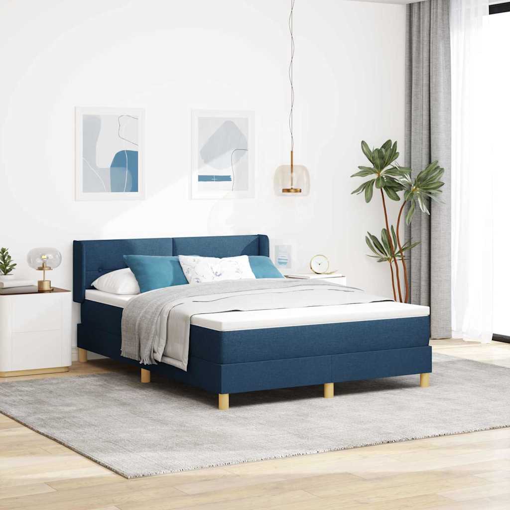 vidaXL Κρεβάτι με ελατήρια με κεφαλάρι Μπλε 190 x 140 εκατοστά ύφασμα