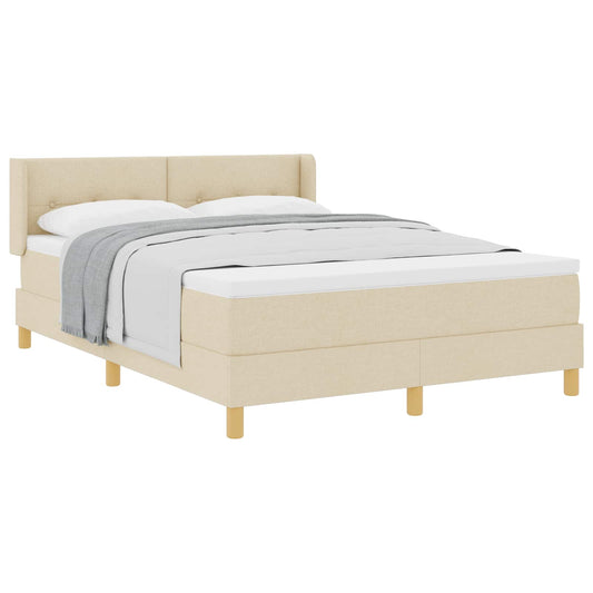vidaXL Κρεβάτι με ελατήρια με μαξιλάρι Κρεμ 200 x 140 cm ύφασμα