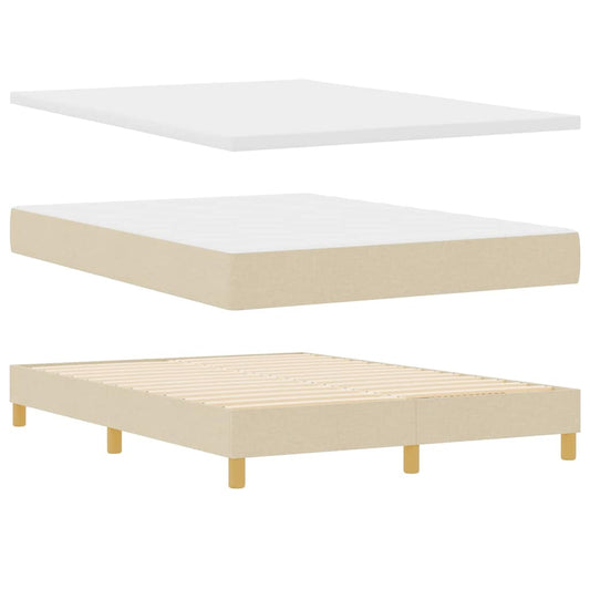 vidaXL Κρεβάτι με ελατήρια με μαξιλάρι Κρεμ 200 x 140 cm ύφασμα