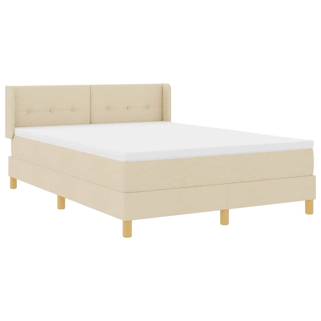 vidaXL Κρεβάτι με ελατήρια με μαξιλάρι Κρεμ 200 x 140 cm ύφασμα