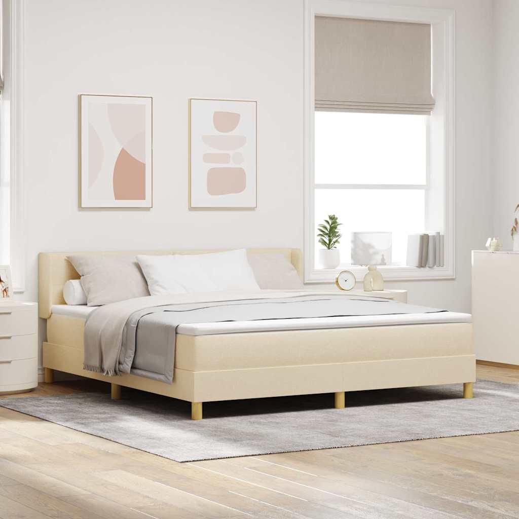 vidaXL Κρεβάτι με ελατήρια με κεφαλάρι Κρεμ 200 x 180 cm ύφασμα