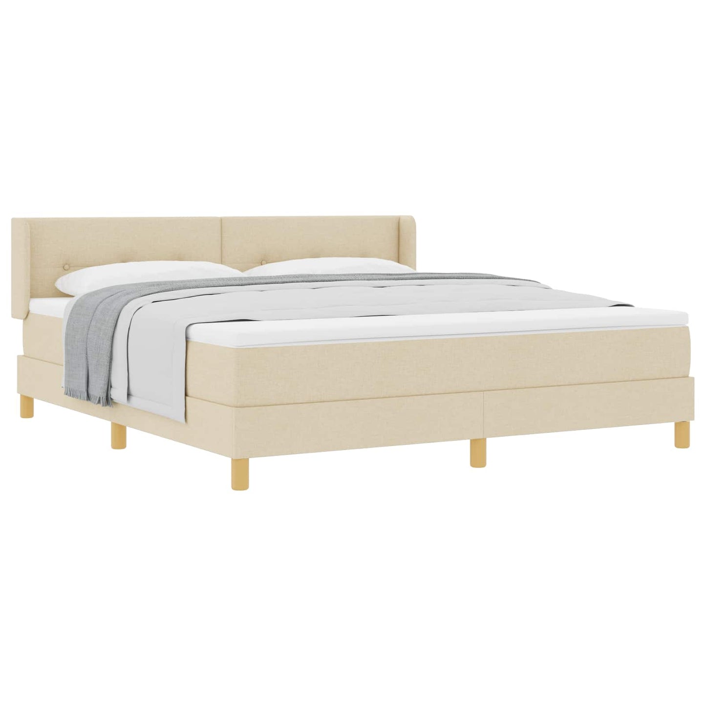vidaXL Κρεβάτι με ελατήρια με κεφαλάρι Κρεμ 200 x 180 cm ύφασμα