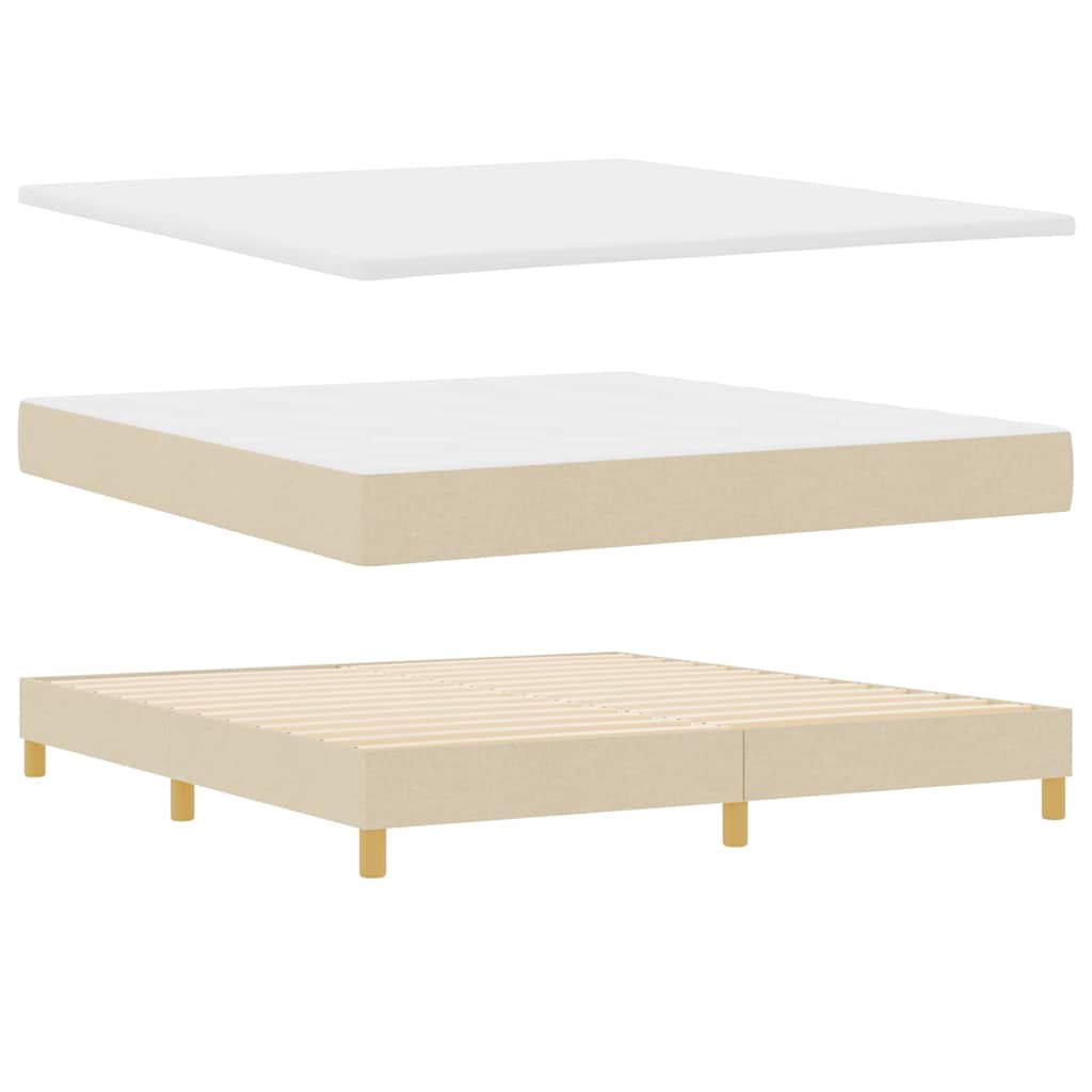 vidaXL Κρεβάτι με ελατήρια με κεφαλάρι Κρεμ 200 x 180 cm ύφασμα