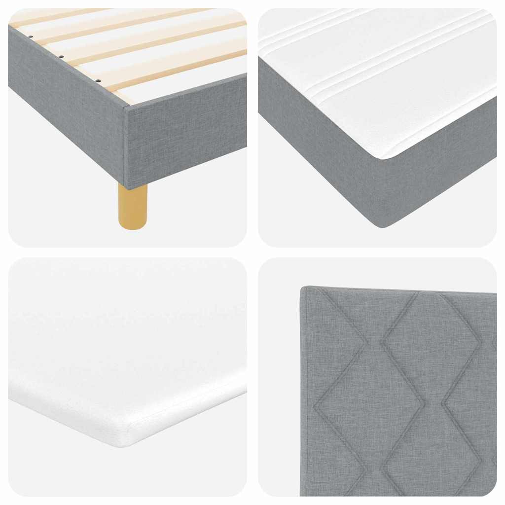 vidaXL Κρεβάτι με ελατήρια Ανοιχτό γκρι 200 x 200 cm ύφασμα