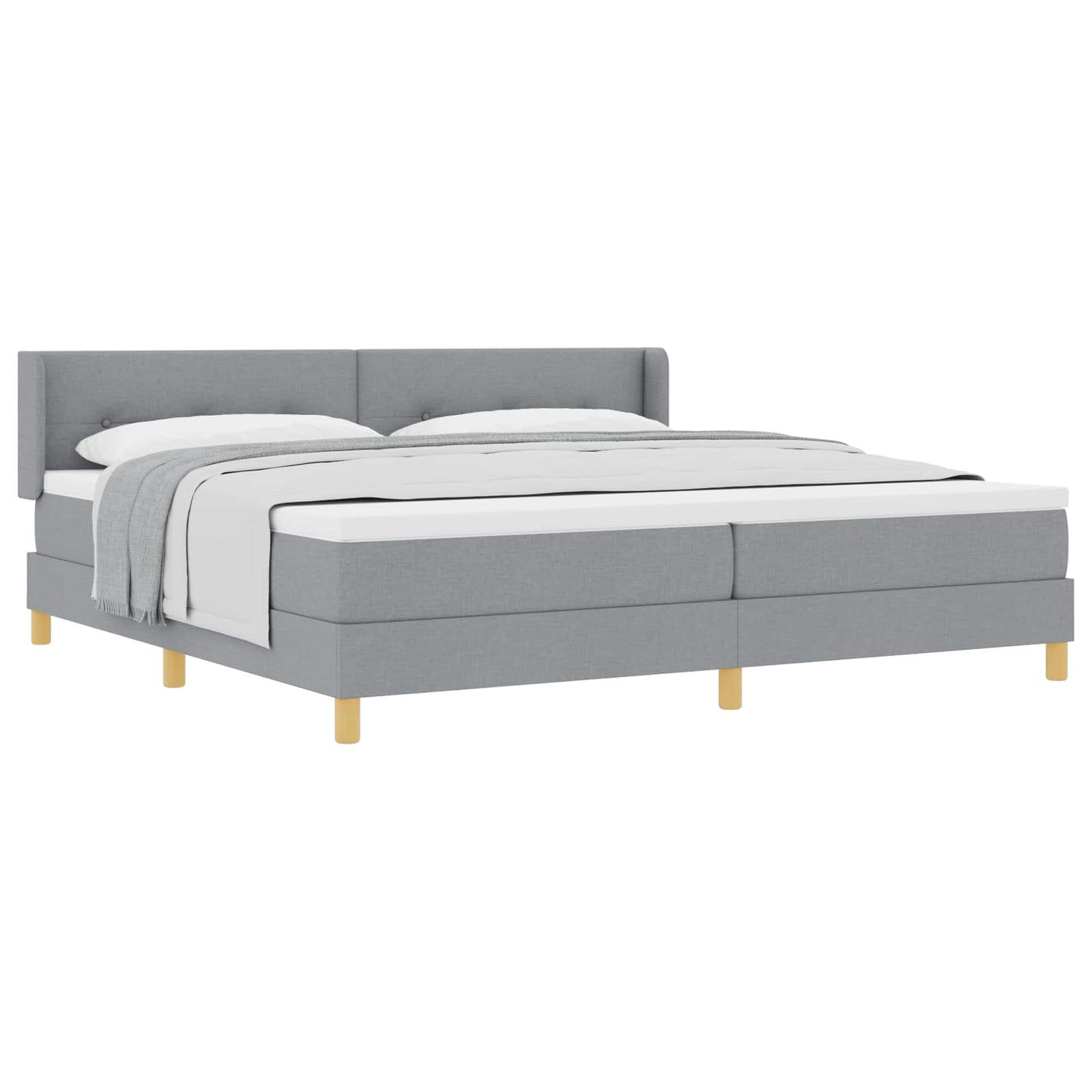 vidaXL Κρεβάτι με ελατήρια Ανοιχτό γκρι 200 x 200 cm ύφασμα
