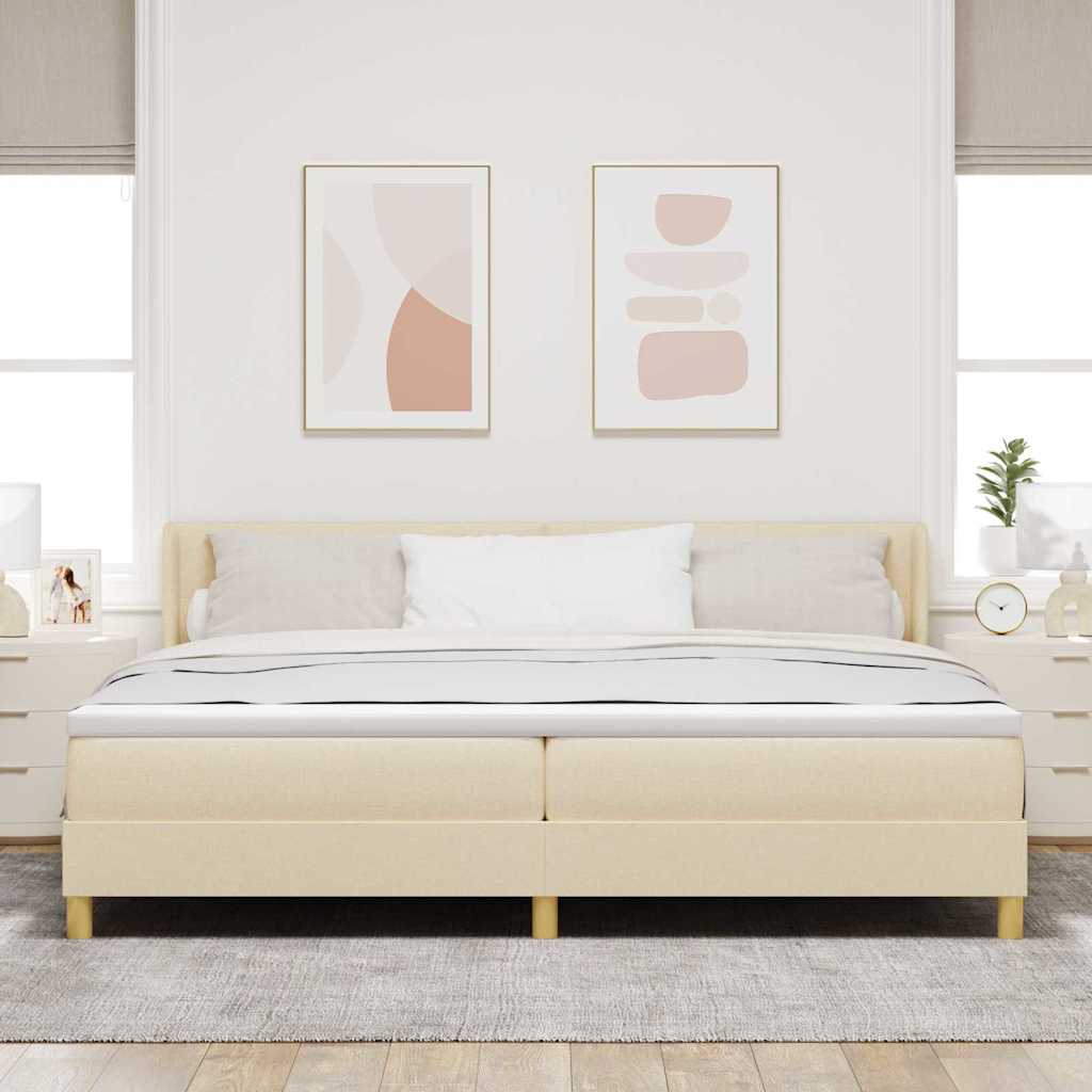 vidaXL Κρεβάτι με ελατήρια με κεφαλάρι Κρεμ 200 x 200 cm ύφασμα