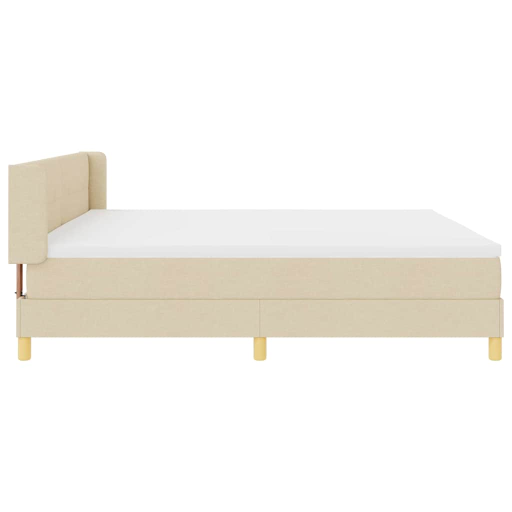 vidaXL Κρεβάτι με ελατήρια με κεφαλάρι Κρεμ 200 x 200 cm ύφασμα