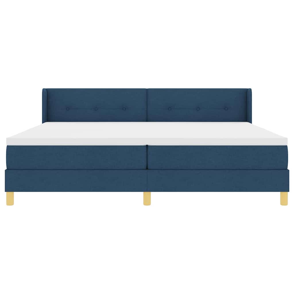 vidaXL Κρεβάτι με ελατήρια με κεφαλάρι Μπλε 200 x 200 cm ύφασμα