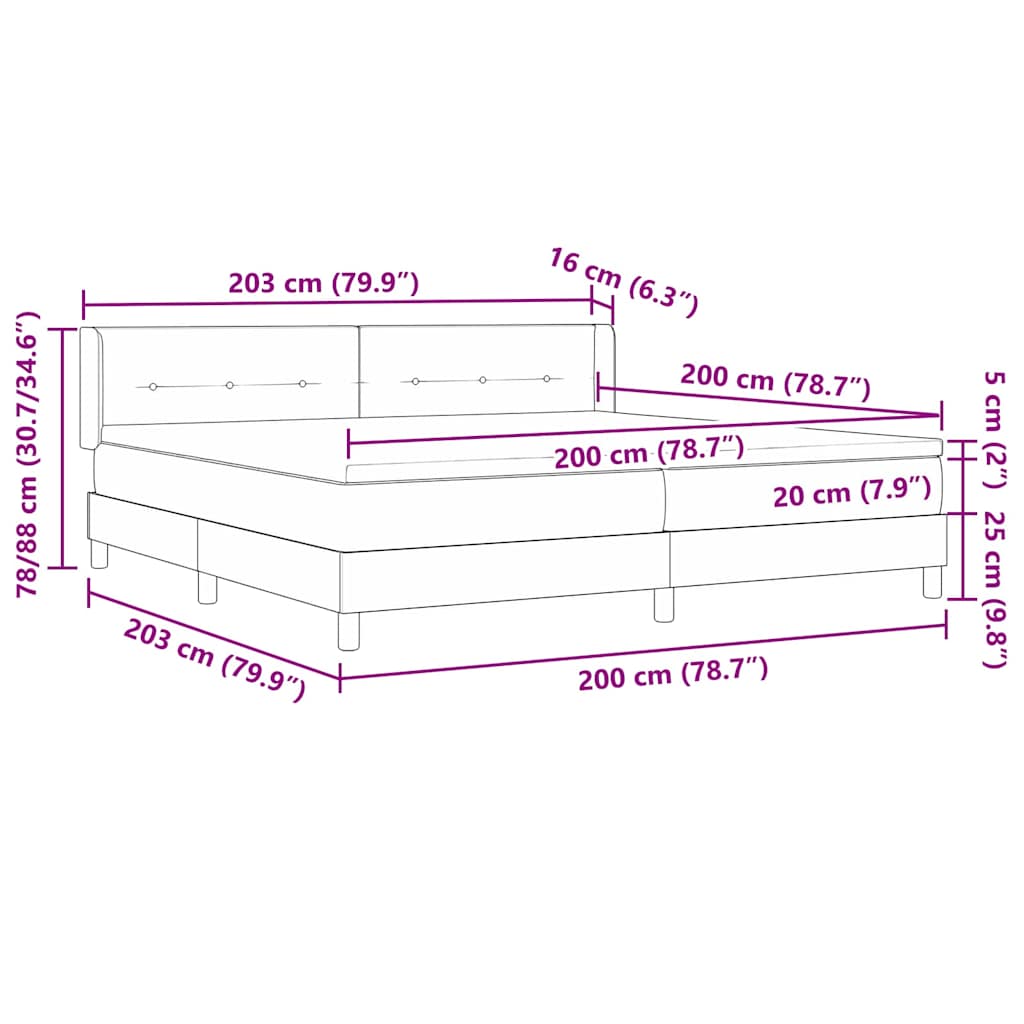 vidaXL Κρεβάτι με ελατήρια με κεφαλάρι Μπλε 200 x 200 cm ύφασμα