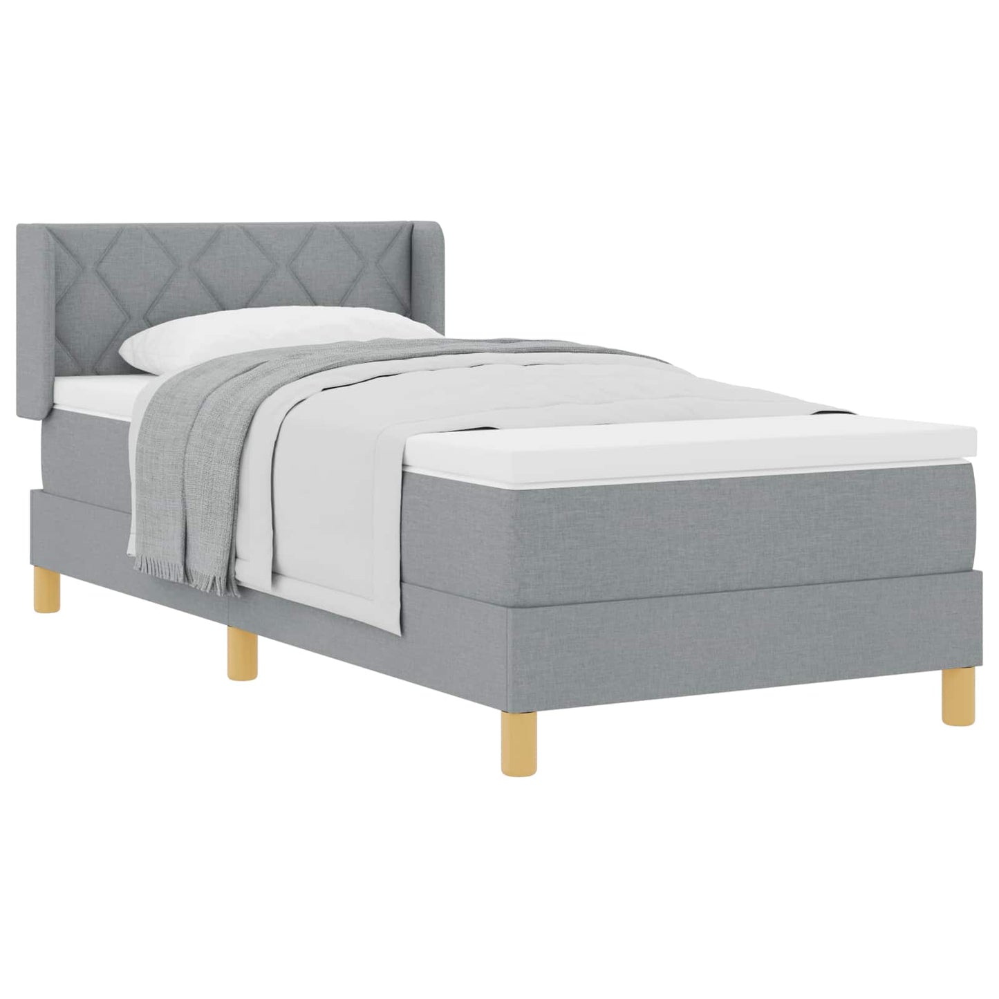 vidaXL Κρεβάτι με ελατήρια Ανοιχτό γκρι 190 x 90 cm Πολυεστέρας