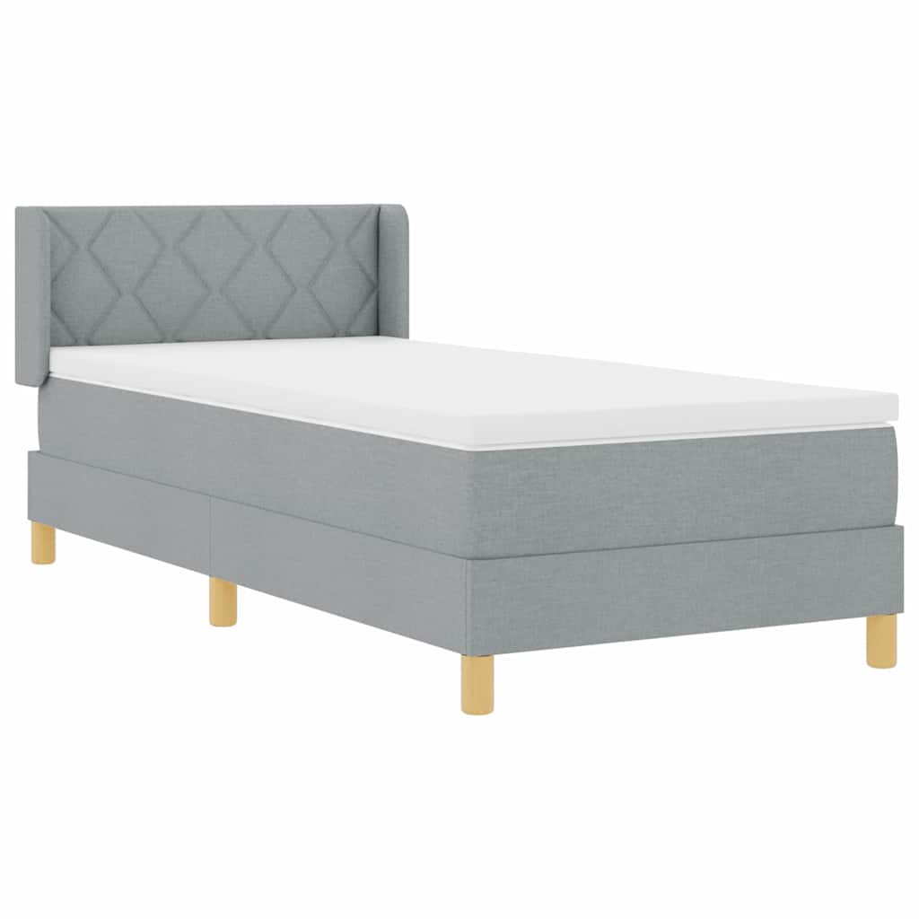 vidaXL Κρεβάτι με ελατήρια Ανοιχτό γκρι 190 x 90 cm Πολυεστέρας