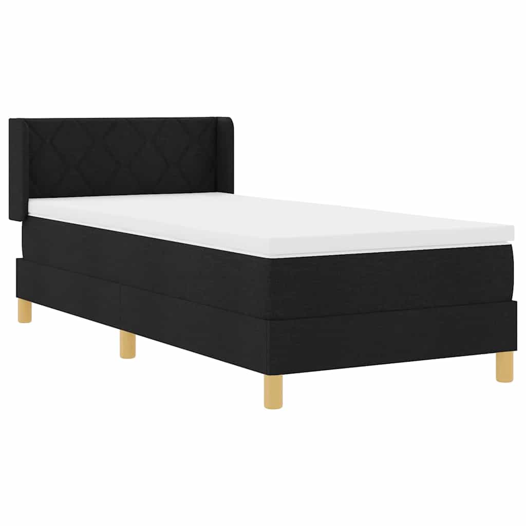 vidaXL Κρεβάτι Box Spring με Στρώμα Μαύρο, 90 x 190 cm, Υφάσματος