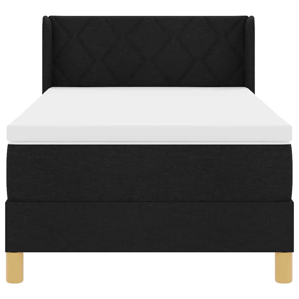 vidaXL Κρεβάτι Box Spring με Στρώμα Μαύρο, 90 x 190 cm, Υφάσματος