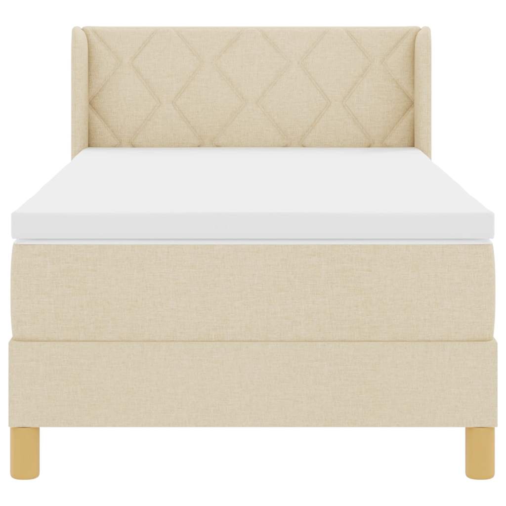 vidaXL Κρεβάτι με Ελατήρια με στρώμα Κρεμ 90 x 190 cm ύφασμα