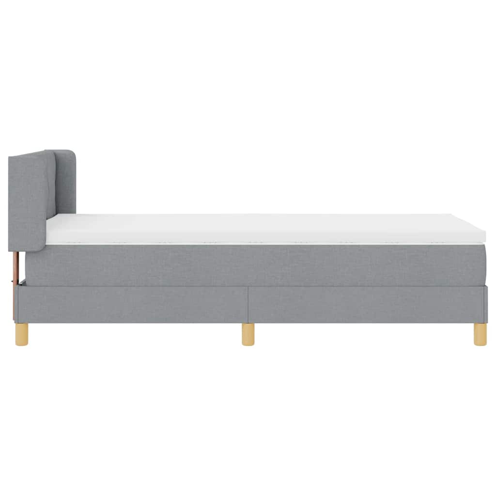 vidaXL Κρεβάτι Box Spring με στρώμα σε ανοιχτό γκρι, 90 x 200 cm, ύφασμα