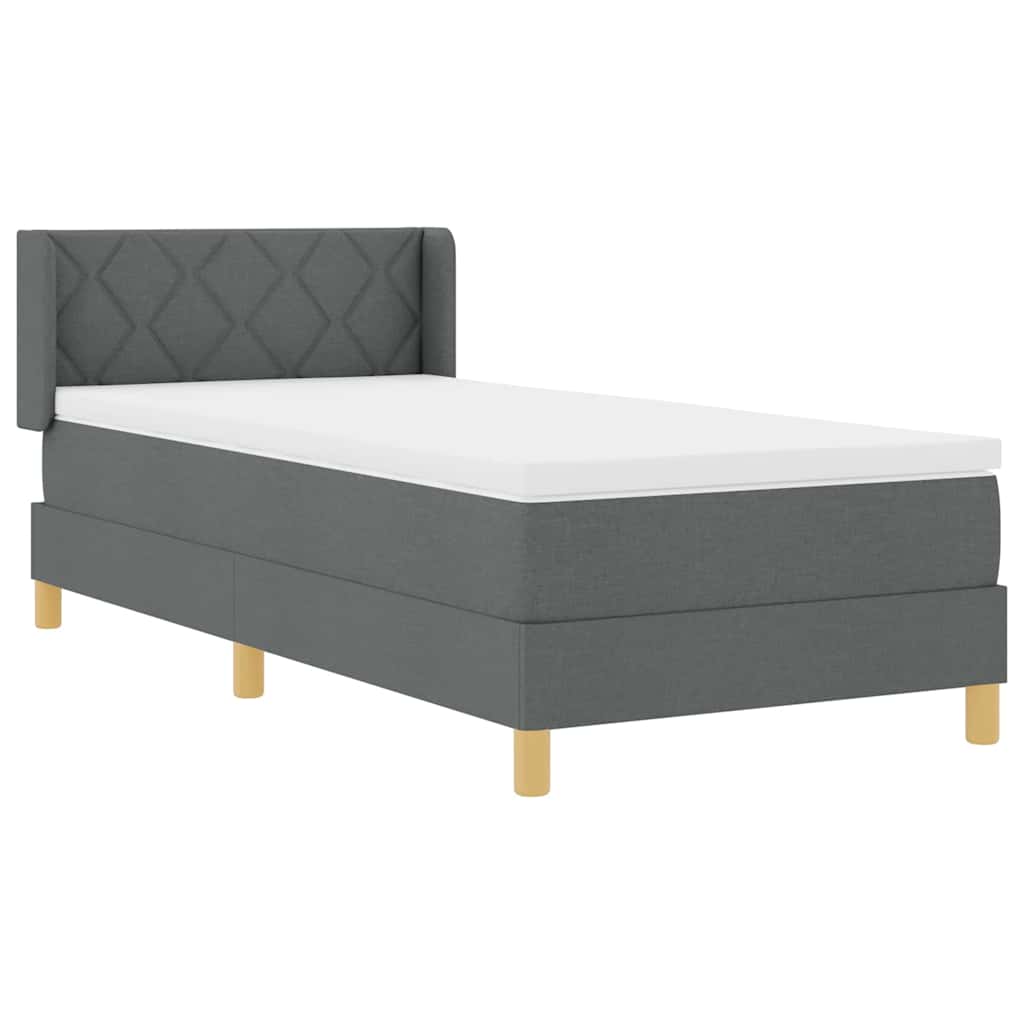 vidaXL Κρεβάτι Box Spring με Στρώμα Σκούρο Γκρι, 90 x 200 εκ, Υφασμάτινο