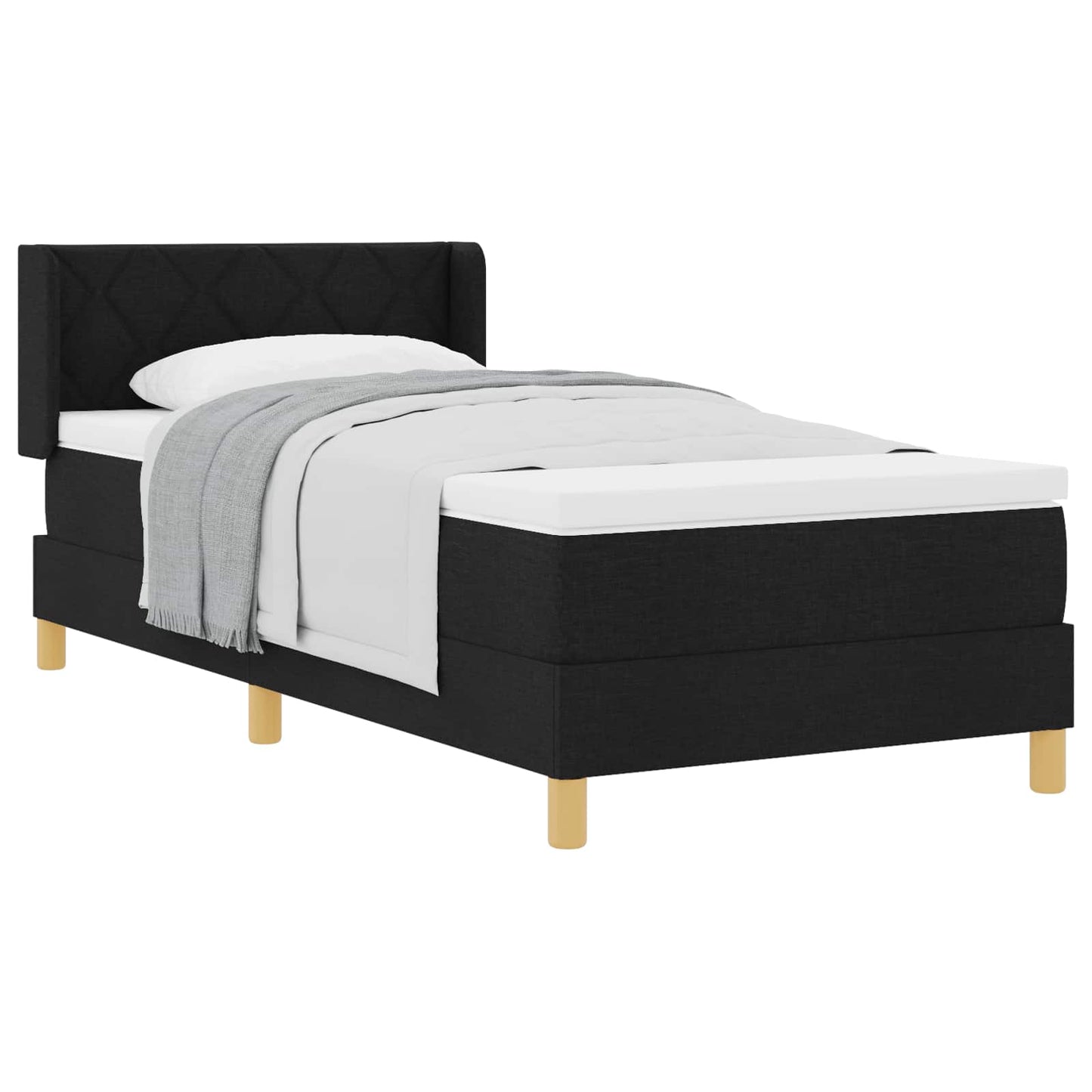 vidaXL Κρεβάτι με ελατήρια με κεφαλάρι Μαύρο 200 x 100 cm ύφασμα