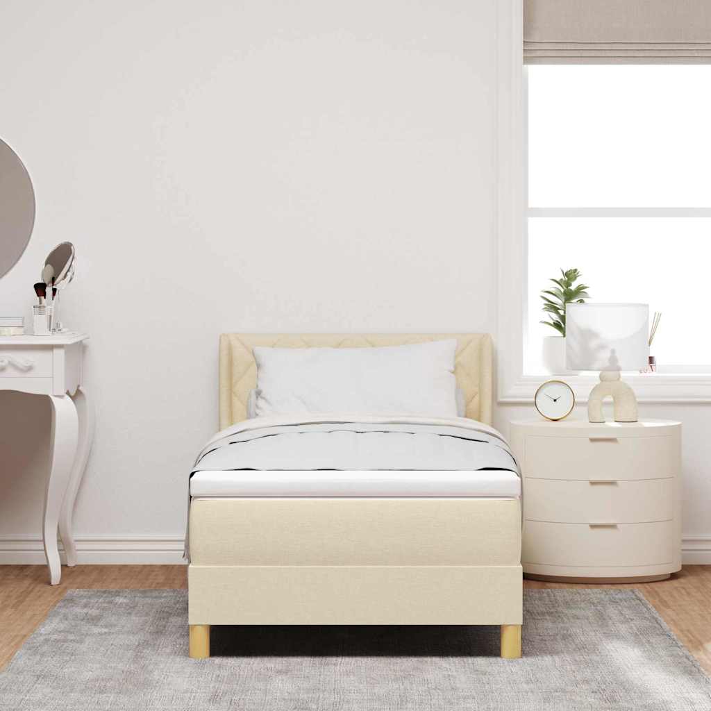 vidaXL Κρεβάτι με ελατήρια με κεφαλάρι Κρεμ 200 x 100 cm ύφασμα