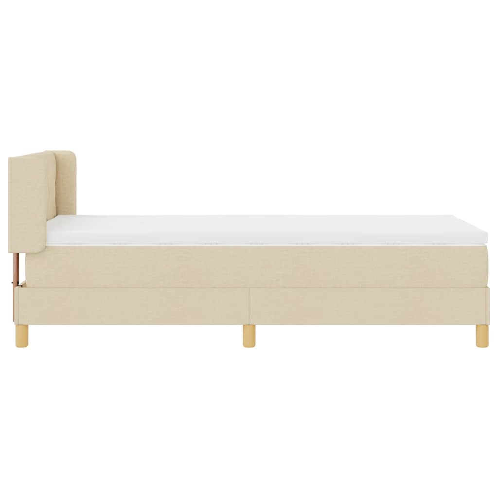 vidaXL Κρεβάτι με ελατήρια με κεφαλάρι Κρεμ 200 x 100 cm ύφασμα