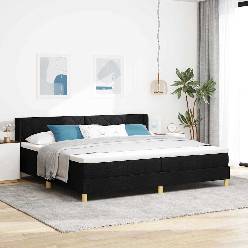 vidaXL Κρεβάτι με ελατήρια με κεφαλάρι Μαύρο 200 x 200 cm ύφασμα