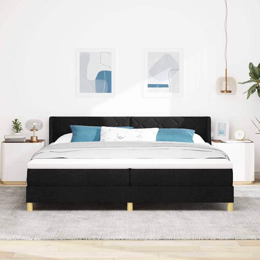 vidaXL Κρεβάτι με ελατήρια με κεφαλάρι Μαύρο 200 x 200 cm ύφασμα