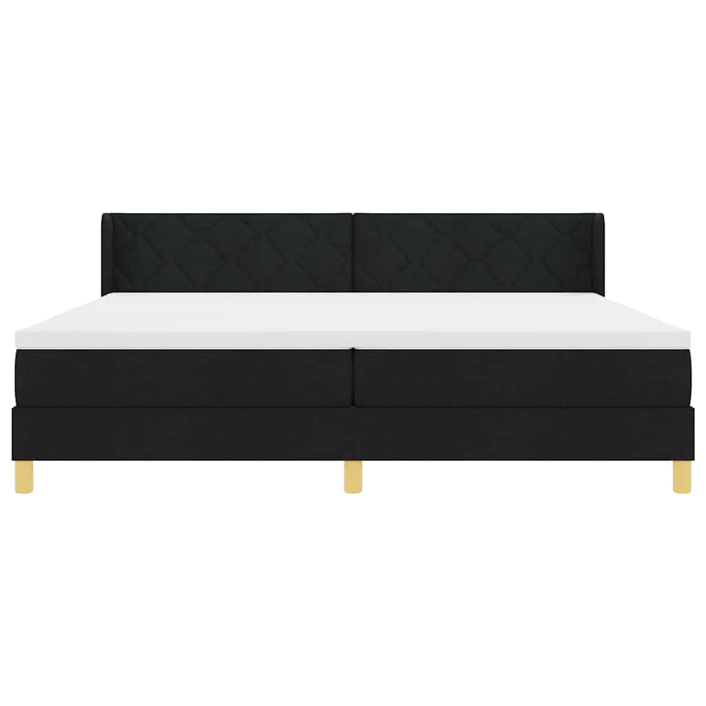 vidaXL Κρεβάτι με ελατήρια με κεφαλάρι Μαύρο 200 x 200 cm ύφασμα