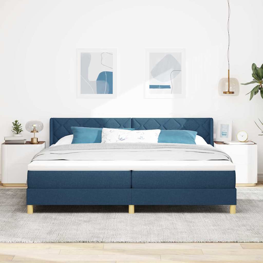 vidaXL Κρεβάτι με ελατήρια με κεφαλάρι Μπλε 200 x 200 cm ύφασμα